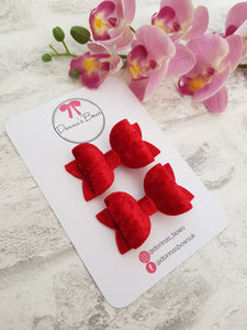 Red Velvet Pigtail Bows