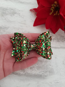 Mixed Christmas Glitter Hairbow