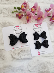 Black glitter bow