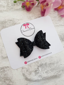 Black glitter bow