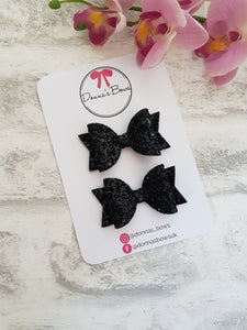 Black glitter bow