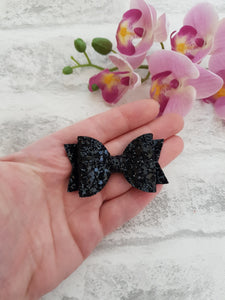 Black glitter bow