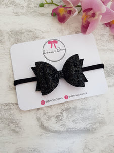 Black glitter bow