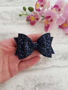 Navy Glitter Bow