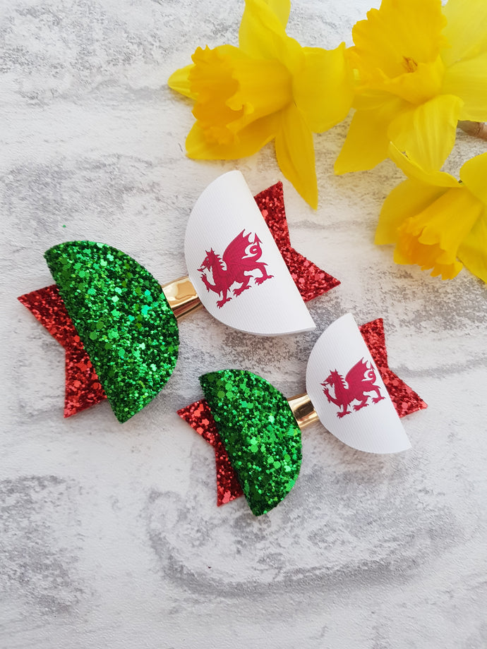 Welsh Flag Hairbows