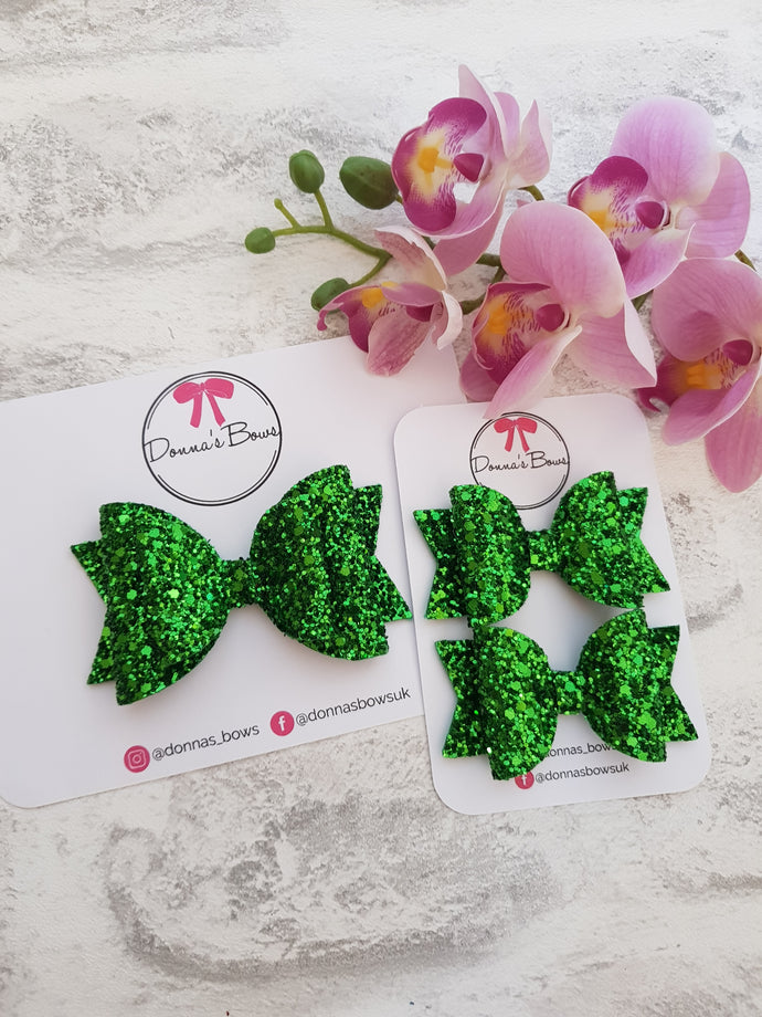 Green Glitter Bows