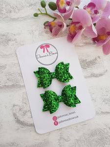 Green Glitter Bows