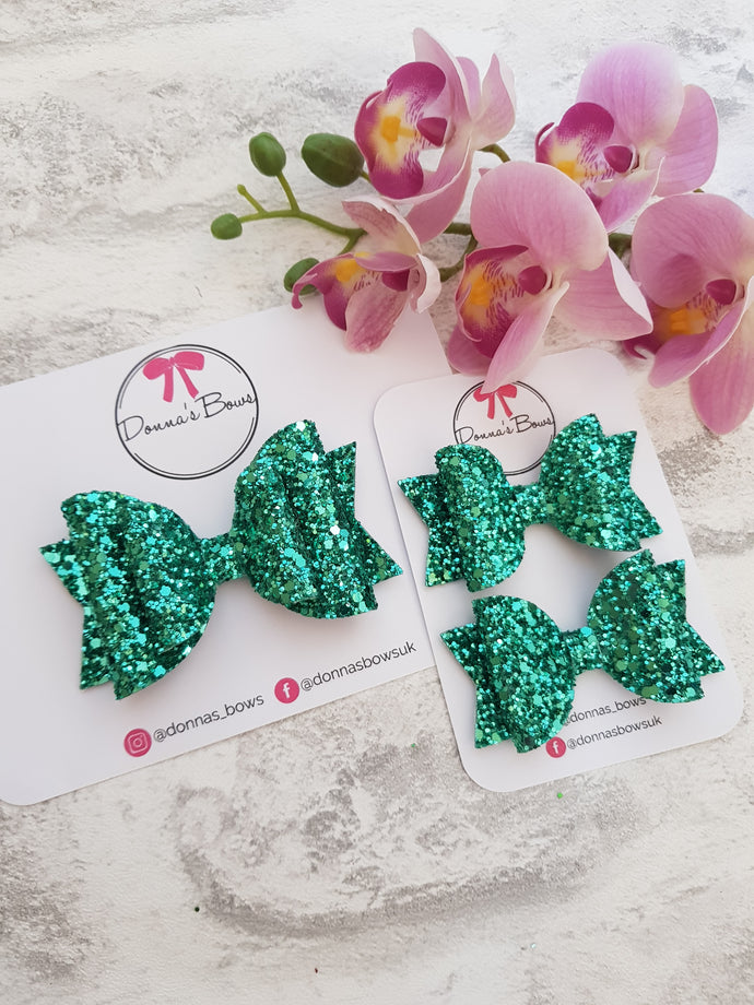 Teal Glitter Bow