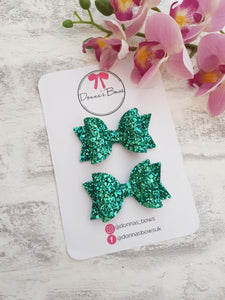 Teal Glitter Bow