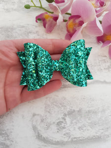 Teal Glitter Bow