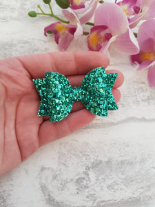 Teal Glitter Bow