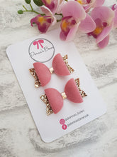 Load image into Gallery viewer, Pink Suede &amp; Gold Pigtails
