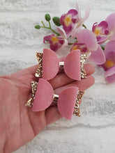 Load image into Gallery viewer, Pink Suede &amp; Gold Pigtails
