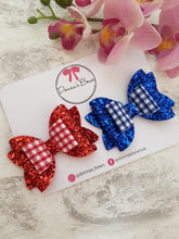 Load image into Gallery viewer, Glitter Gingham School Bows
