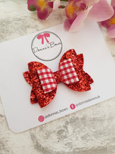 Load image into Gallery viewer, Glitter Gingham School Bows
