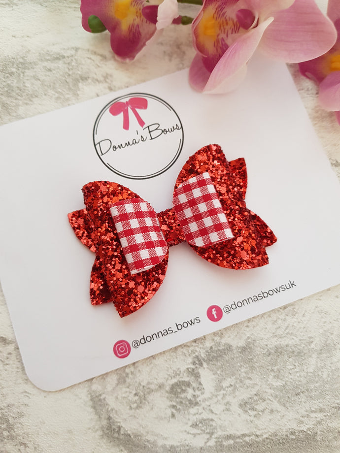 Glitter Gingham School Bows