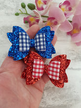 Load image into Gallery viewer, Glitter Gingham School Bows
