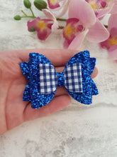 Load image into Gallery viewer, Glitter Gingham School Bows
