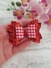 Load image into Gallery viewer, Glitter Gingham School Bows
