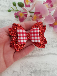 Glitter Gingham School Bows