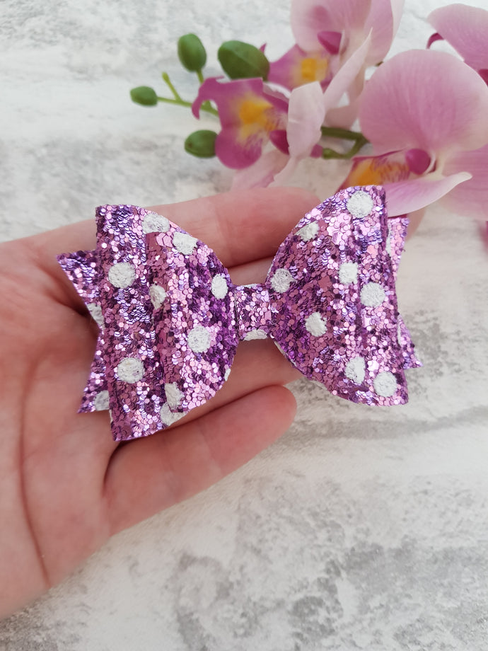 Purple Polka Dot Bow