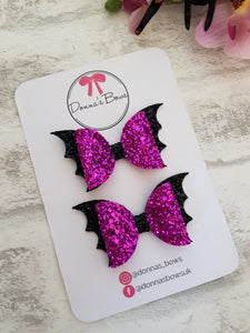 Hot Pink Bat Wing Pigtails
