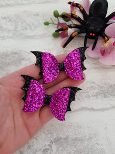 Hot Pink Bat Wing Pigtails