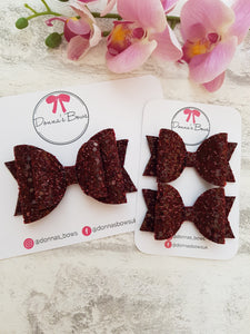 Burgundy Glitter Bow