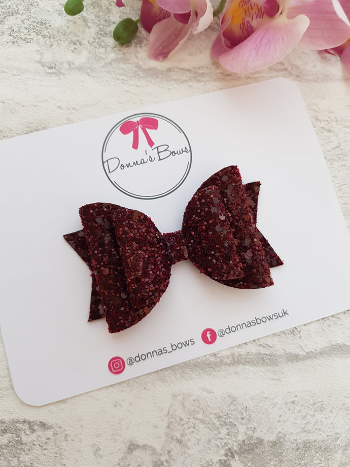 Burgundy Glitter Bow