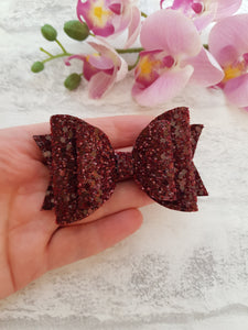 Burgundy Glitter Bow