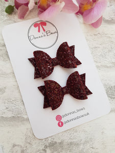 Burgundy Glitter Bow