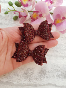 Burgundy Glitter Bow