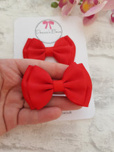 Load image into Gallery viewer, Red ribbon pigtail bows
