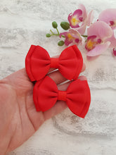 Load image into Gallery viewer, Red ribbon pigtail bows
