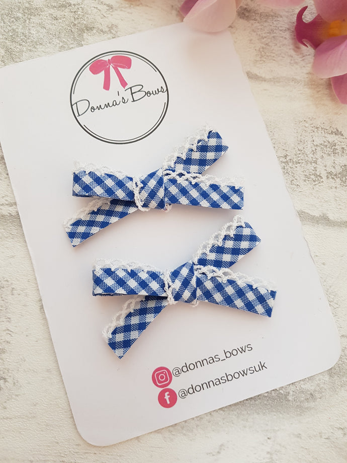 Blue Gingham Lace Pigtails