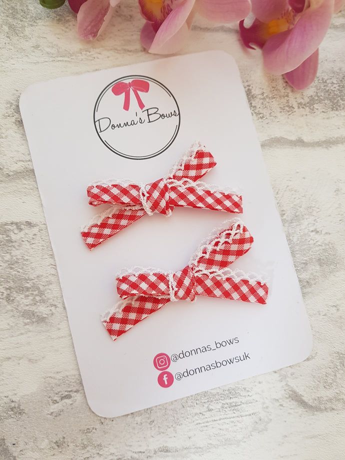 Red Gingham Lace Pigtails