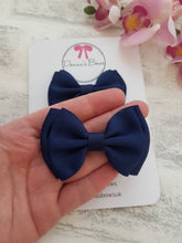 Load image into Gallery viewer, Navy Pigtail Bows
