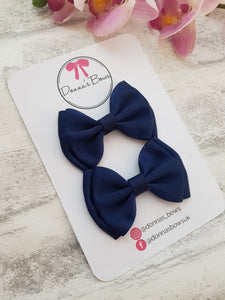 Navy Pigtail Bows