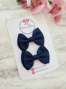 Navy Pigtail Bows