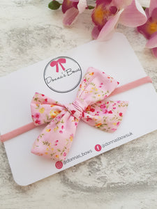 Pink Floral Hand-Tied Bow