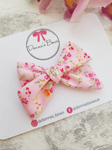 Pink Floral Hand-Tied Bow