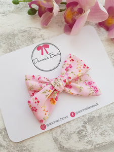 Pink Floral Hand-Tied Bow