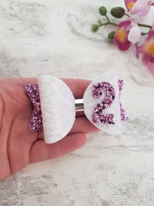 Lilac Glitter Birthday Bow